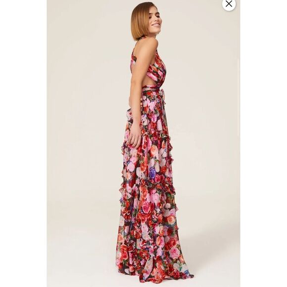 $598 Mac Duggal Floral Long Gown Womens 2 Romantic Boho Whimsical Fairycore - Picture 2 of 15